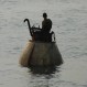 Duke Riley - Photograph of Duke Riley in the Acorn Submarine